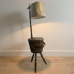 Vintage Firkin Lamp by Basketville on Legs– Never Used – Original Box – Rustic P